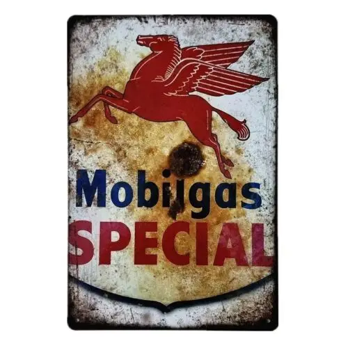 Mobilgas Pegasus Porcelain Tin Sign Vintage Style Man Cave Decor Retro Auto Art