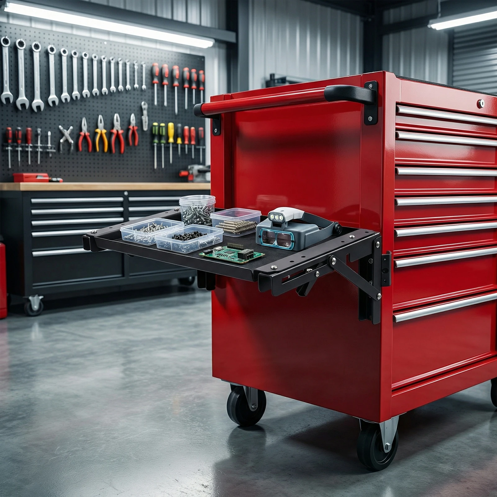 

Metal Foldable Storage Bracket No Drilling Required Heavy Duty Foldable Work Table Wear-Resistant Fit for Packout Toolbox