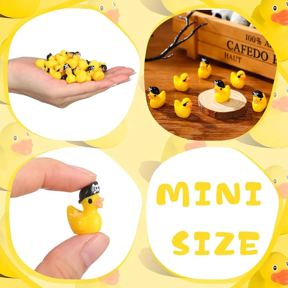 60Pcs Mini Resin Duck Halloween Pirate Tiny Ducks Little Pirate Mini Ducks Cute Miniature Resin Duck Miniature Figures Ornament