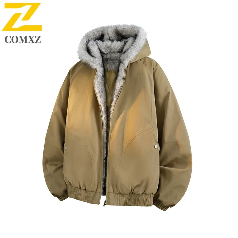 

Winter Parka Style Cotton Coat Faux Fur Collar Thickened Warm Triple Protection Jacket Hooded Windproof Waterproof Outerwear