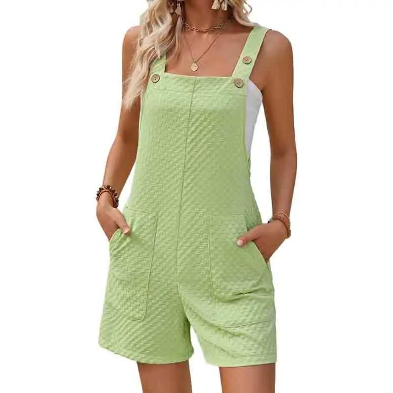 Women's Sleeveless Jumpsuit Short Overalls Summer New Fashion Wide Leg Overall Solid Casual Daily Basic Romper Loose Pockets