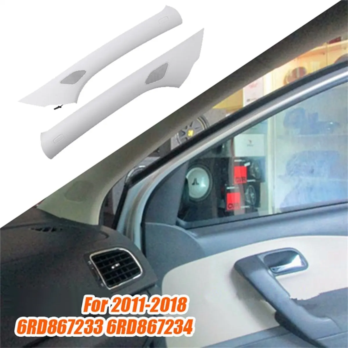 #13Q Car Audio,1Pair Car A Pillar Speaker Tweeters Loudspeaker for VW Polo (Plastic)