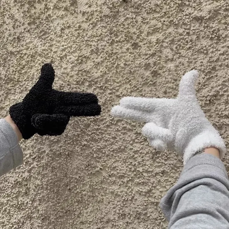 Fashion Winter Mink Velvet Five Finger Gloves Plush Warm Cold-proof Gloves Women Outdoors Cycling Solid Color Wistiti Mittens