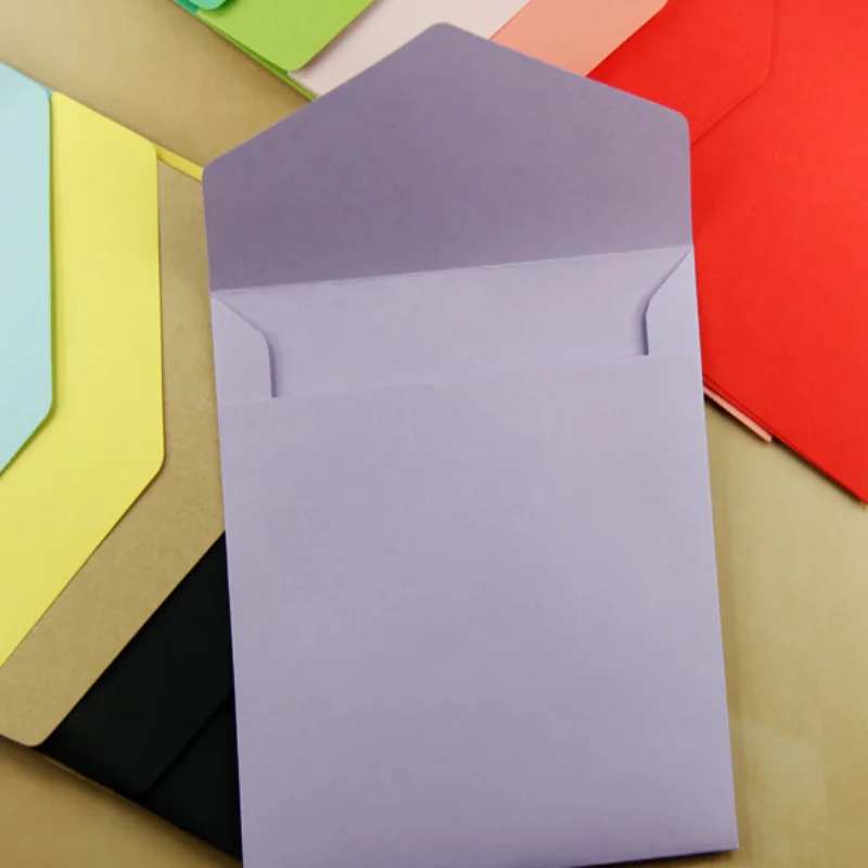 Colorful Kraft Square Envelopes for Bank Card, Membership Card, Wedding Party Invitation, 50 PCs/Lot