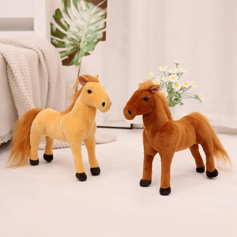 Cute Lifelike Horse Plush Toy Soft Stuffed Animals Steed Toys Doll Real-life 30cm White Horse Home Decor Kids Toy Birthday Gift