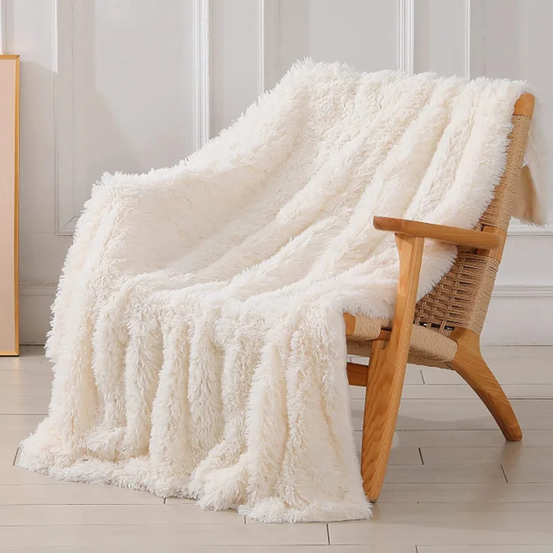 Plush Blanket Office Nap Blanket Bunk Chair Bed Lap Blanket Multi-purpose Multi-color Soft and Comfortable Long Fluff