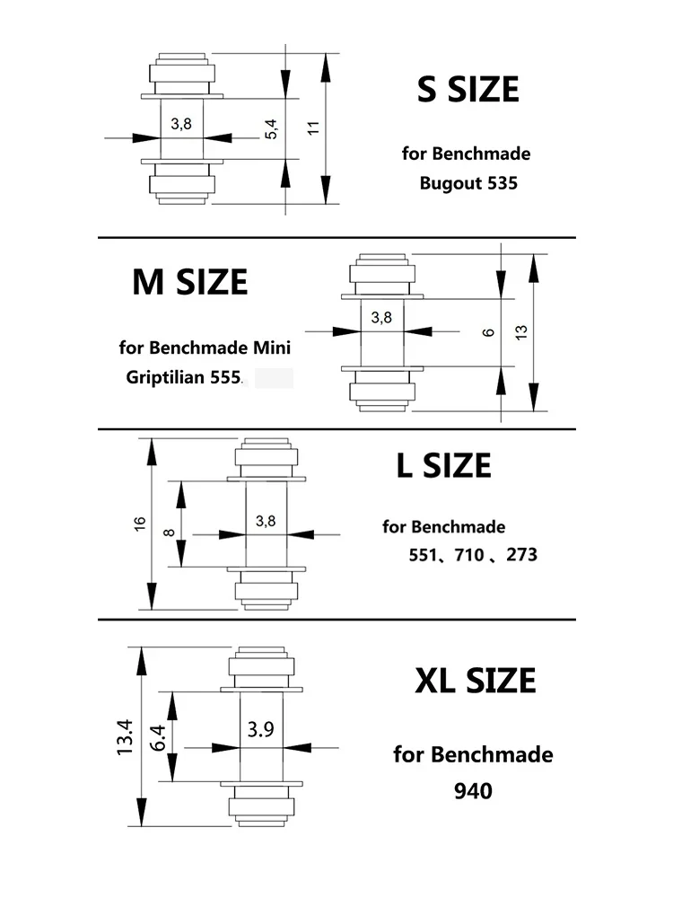 Imagem -05 - Faca de Axis Lock Cnc Custom Acessórios para Benchmade Grippotan 551 710 273 Mini 555 Bugout 535 940 Tamanhos Aço Inoxidável