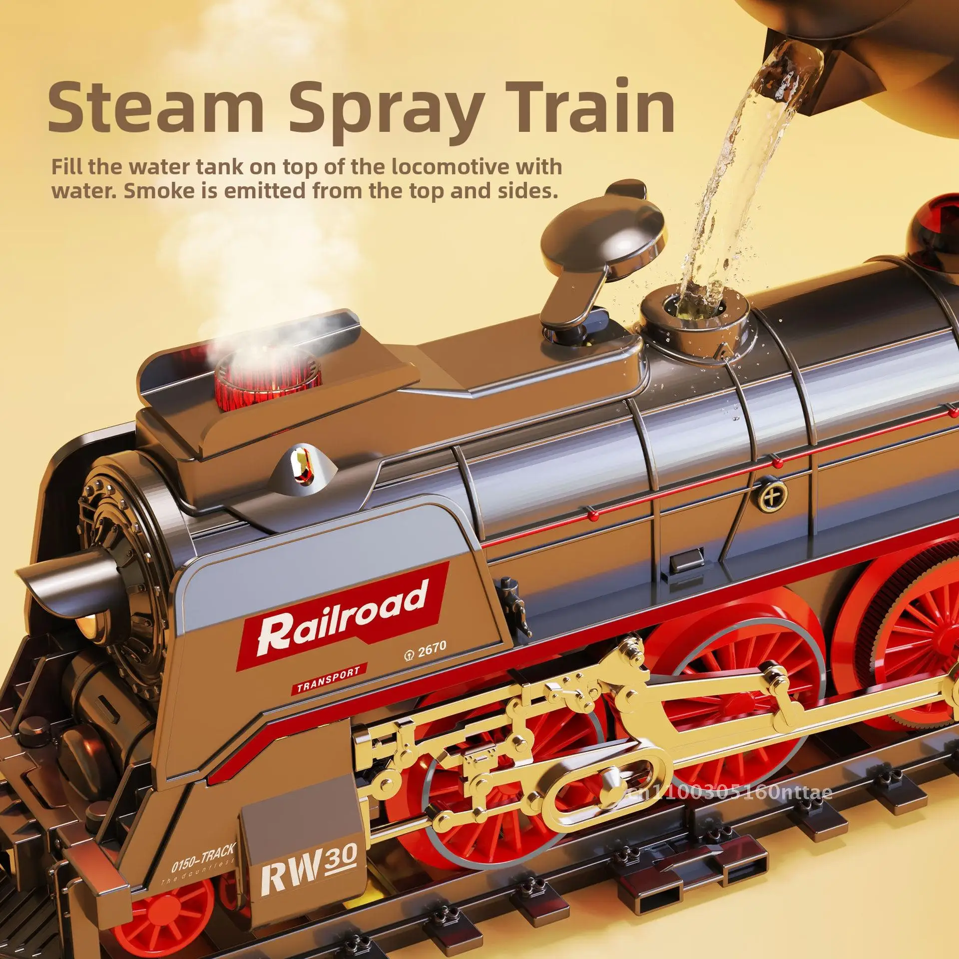 Conjunto de brinquedos retrô de trem a vapor, simulação elétrica, modelo de brinquedo de trem pequeno