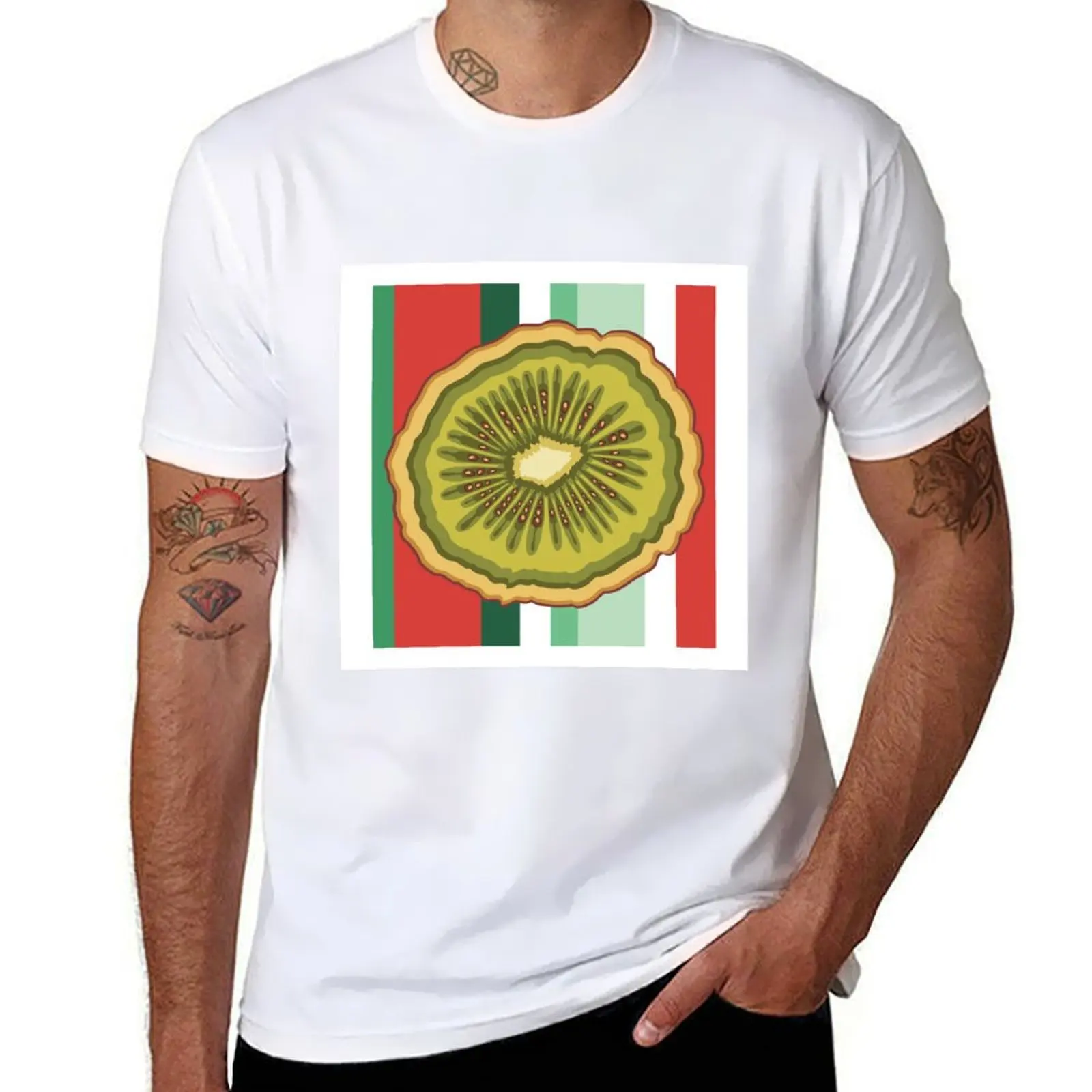 تي شيرت Project A Fruit Series-Kiwi تي شيرت رجالي برسوم جرافيك تي شيرت رجالي قطن عالي الجودة