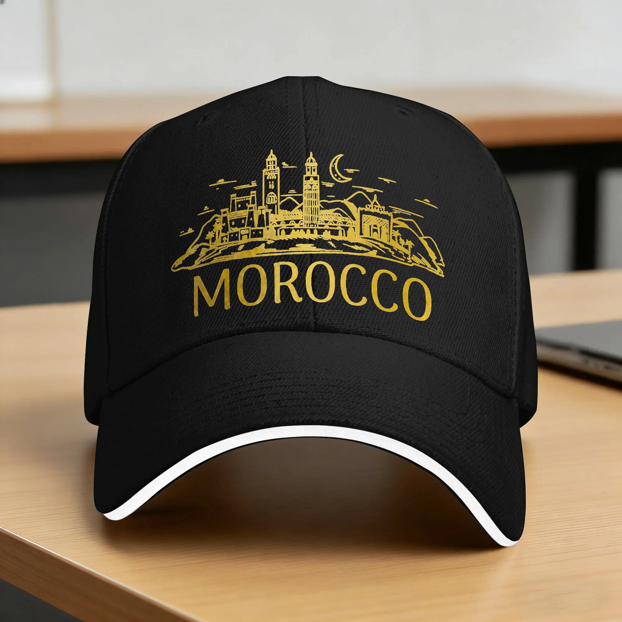 Summer Morocco Skyline Marrakech Vintage Moroccan Baseball Cap  Tennis Skate Sun Trucker Hat Unisex Men Sun-Proof Snapback Cap