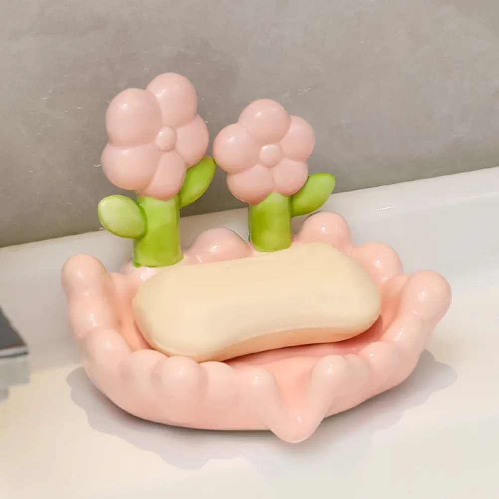 

Elegant Ceramic Soap Dish with Floral Design Wear-Resistant Non-Slip Bottom for Bathroom Shower Soap Bar Holder Container