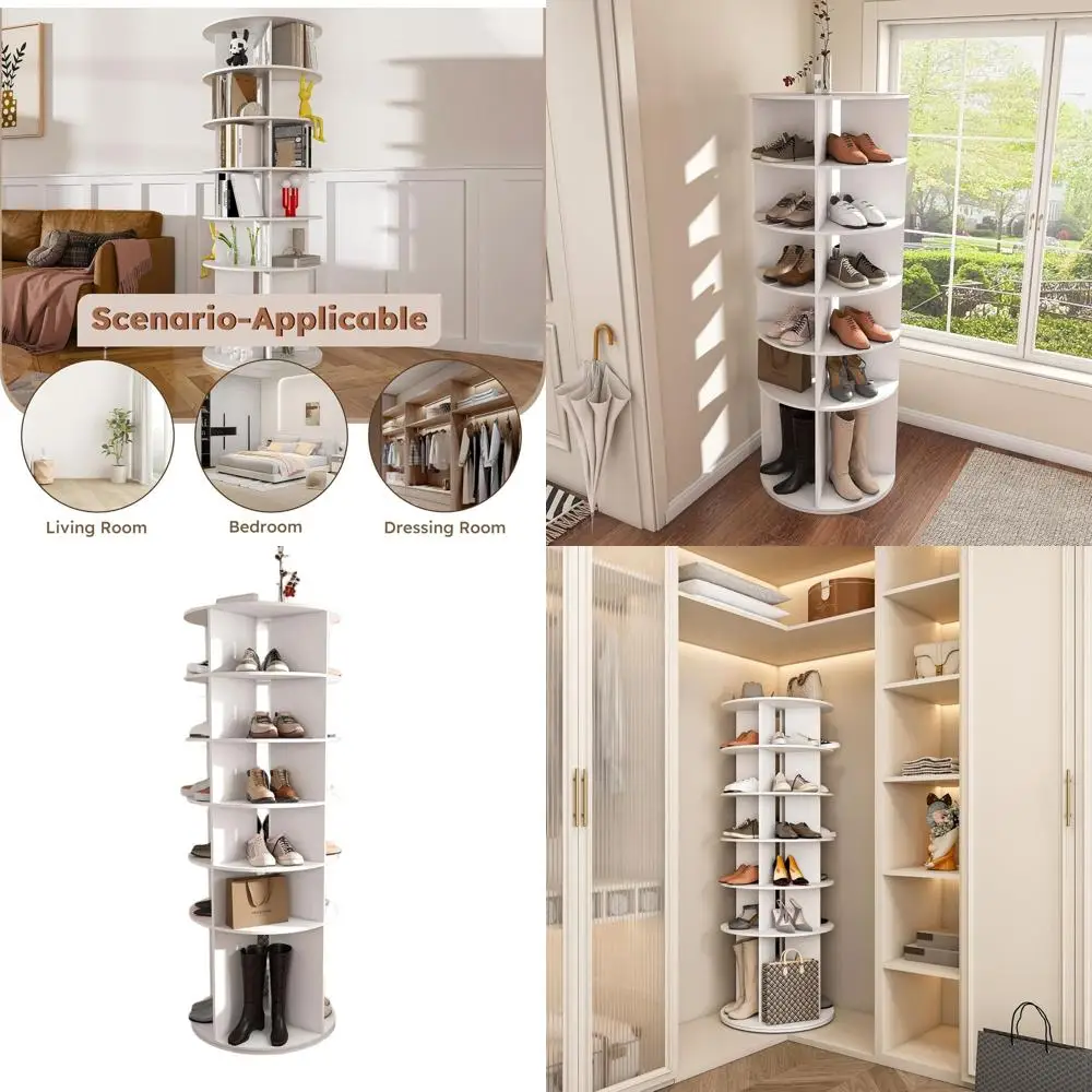 

6-ярусная вращающаяся подставка для обуви: компактная вращающаяся стойка для прихожей или гостиной