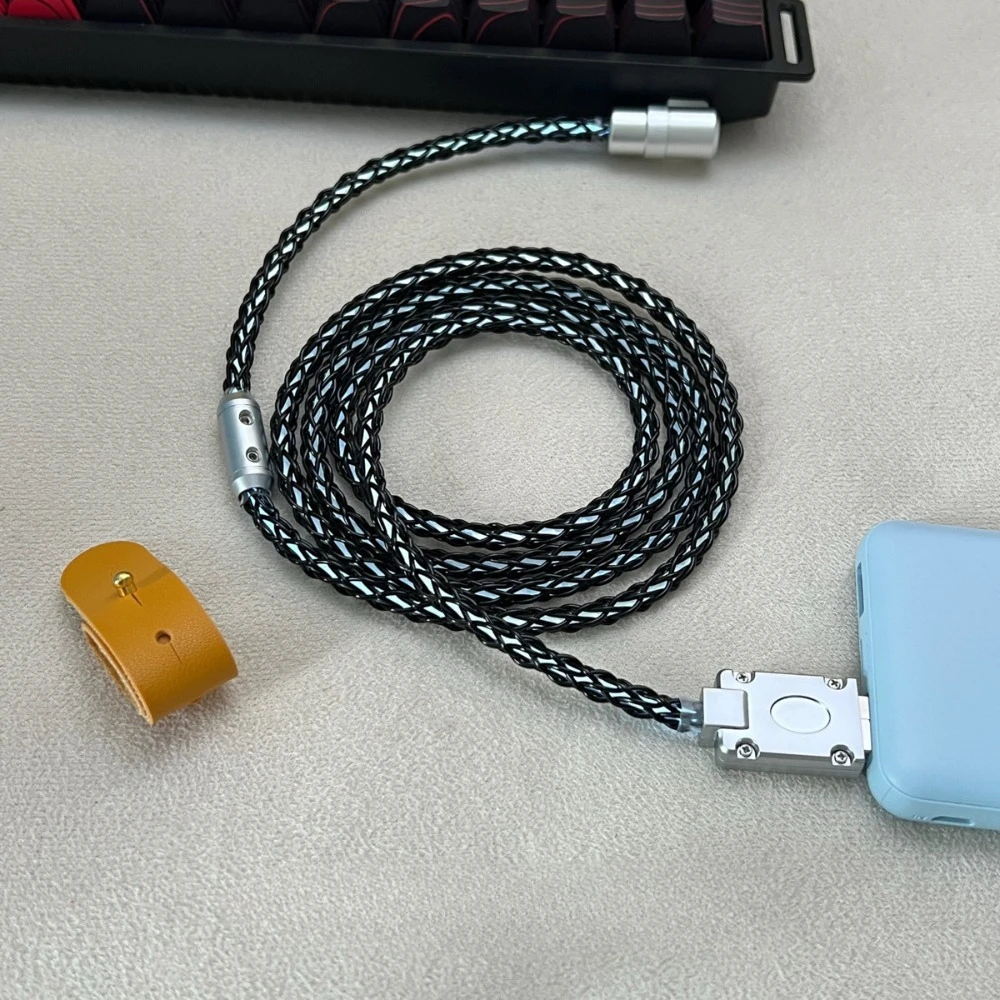 90°Elbow USB-Type-C Customized 8K E-sports Magnetic Axis Keyboard Single Crystal Copper White Light Keyboard Cable