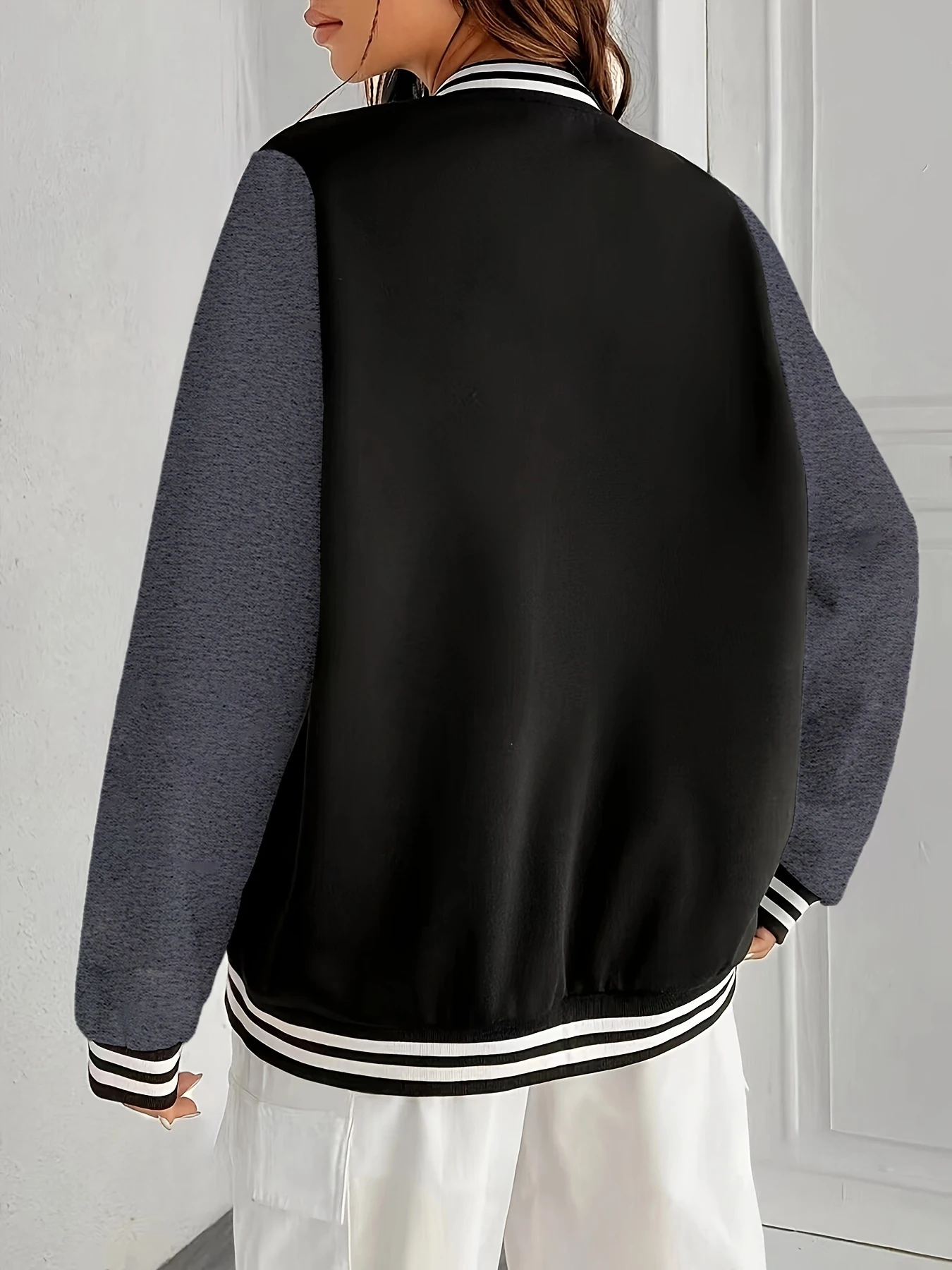 حافظ على الحياة الحروف O و C نمط النساء السترات الخريف زي بيسبول أمريكي فضفاض الصوف الشارع الشهير كل مباراة الملابس #2