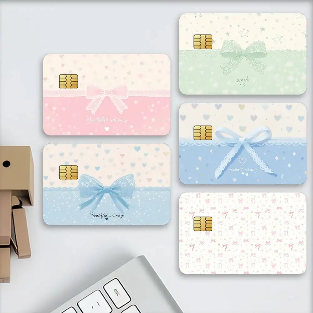 Pink Bow Series Waterproof Card Stickers For Credit Cards Debit Cards And Transit Cards 4pcs