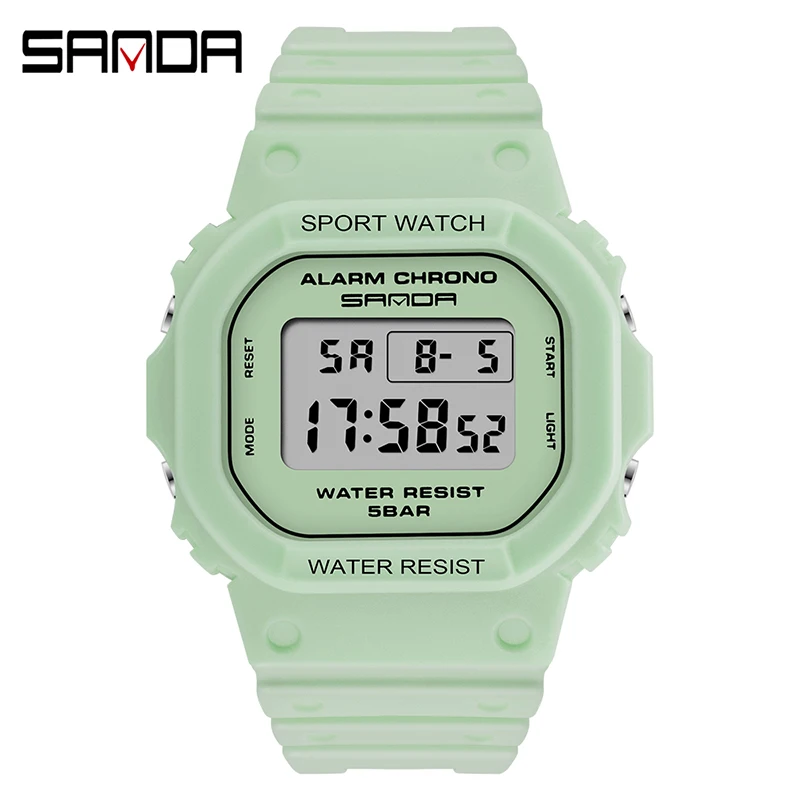 Fashion Sanda Top Brand Luxury Women Sport Watch Waterproof Square Electronic Led Digital Clock Led Countdown Reloj Mujer