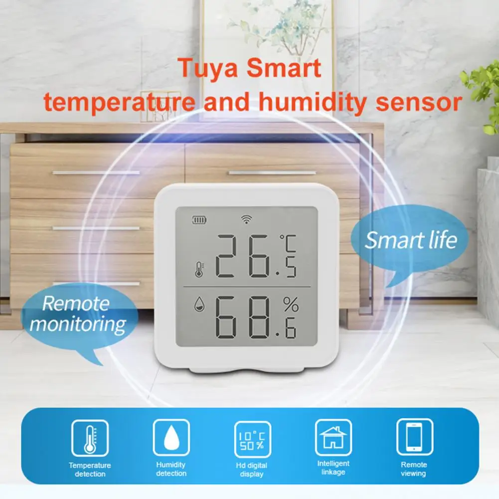 Smart WIFI Temperature And Humidity Sensor Indoor Hygrometer Thermometer With LCD Display Works With Alexa Google Home