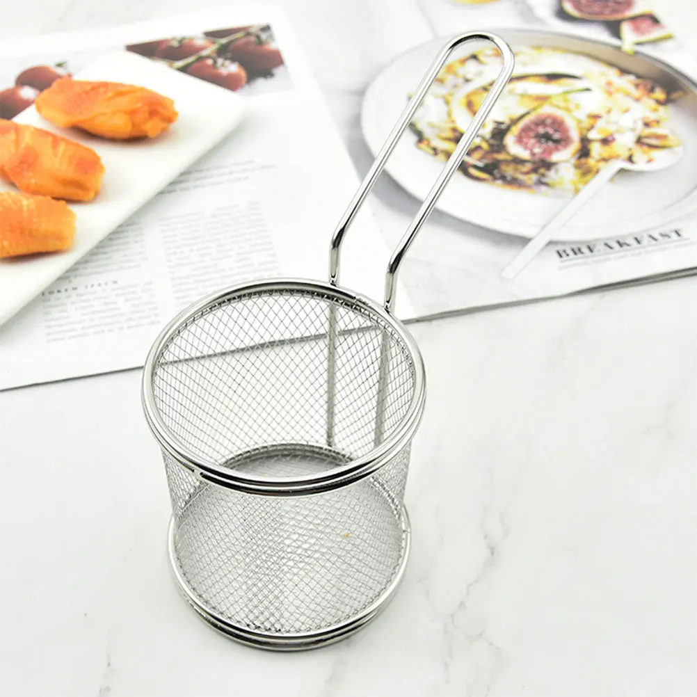

4Pcs Stainless Steel Frying Basket Potato Cooking Strainer French Fries Baskets Long H Presentation Reusable