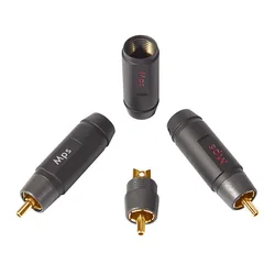 HiFi MPS Pioneer-8/10/11G HiFi Red Copper 24K Golden Plated RCA plug lotus For 8/10/11mm cable for CD DVD Amplifier DAC plug