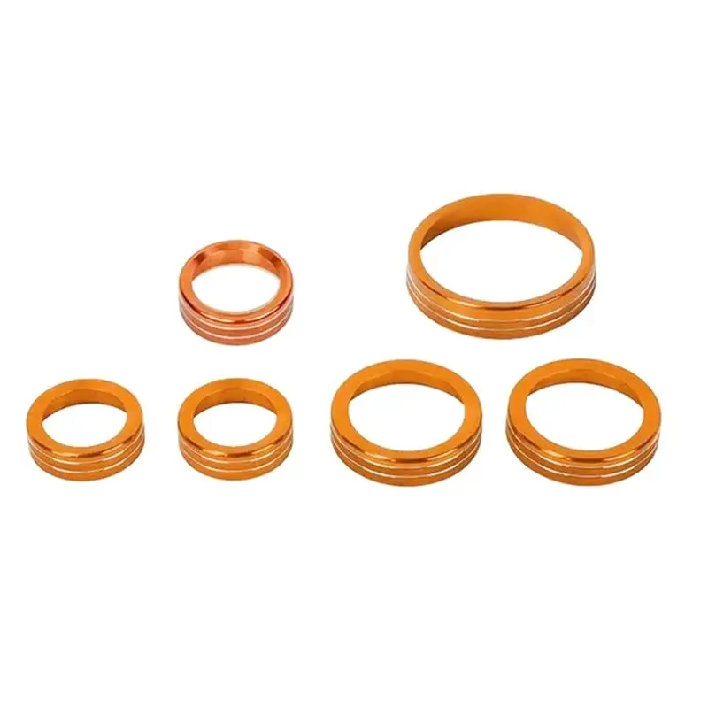 

ABHX-6Pcs Air Condition Radio 4WD Headlight Knob Ring Air Condition Control Switch Decorative Ring Trim For Ford Bronco 21-23