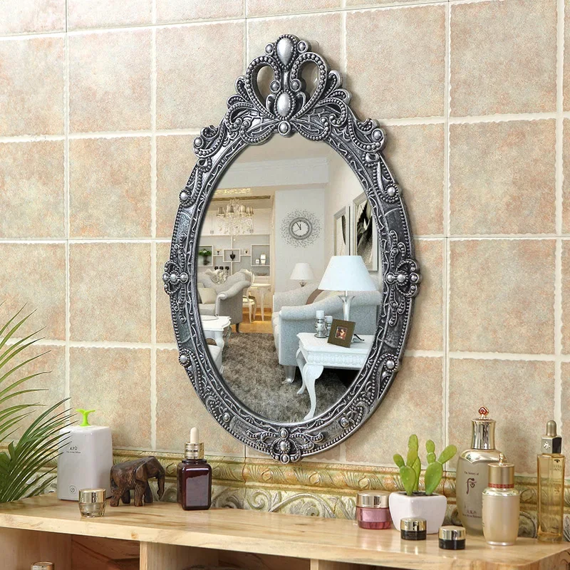 Vanity Wall Mirror Decorative Bedroom Vintage Round Nordic Girls Mirror Aesthetic Shower Round Espelho Room Decor GXR40XP