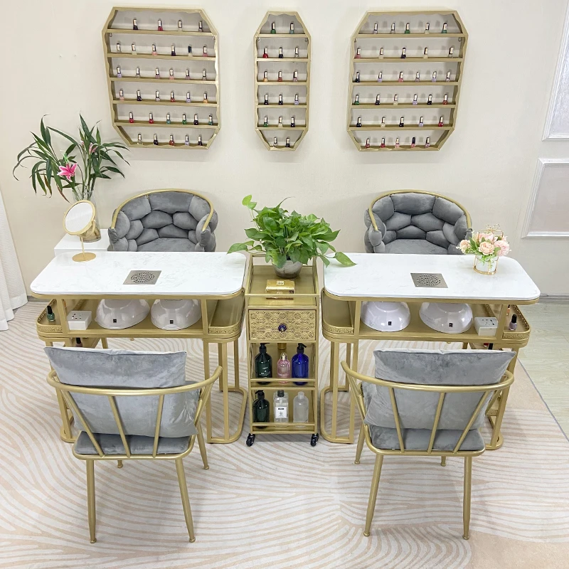 

Single manicure table and chair set combination manicure table double layer