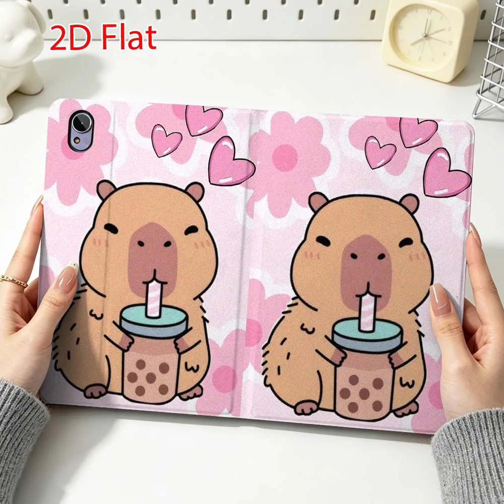 Cartoon Capybara Bubble Tea For Huawei MediaPad MatePad Honor Pro V6 9 V8 X9 12 X 13.3 SE 11 11.5 Inch Tablet Case Popular