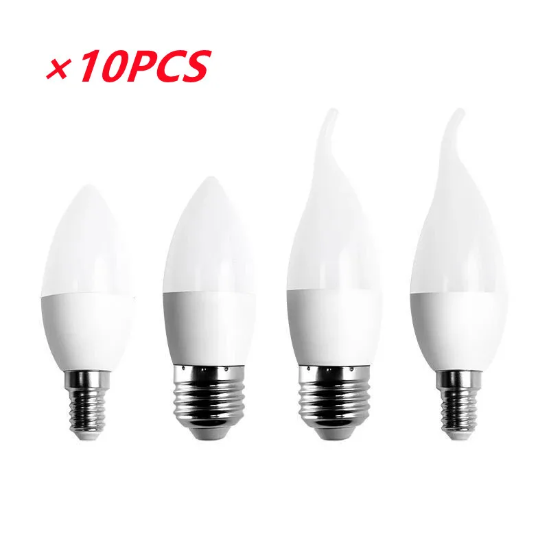 

10PCS/lot LED Candle Bulb E14 E27 Lampara Led Light 220V-240V Bombilla Led Lamp 7W 9W No Flicker Spotlight Chandelier Lighting