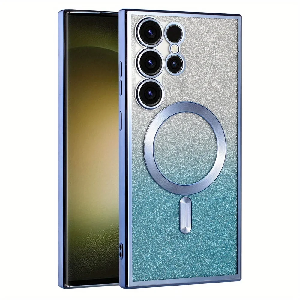 Glitzer-Magnet-Hülle für Samsung Galaxy S25 Ultra S24 FE S23 S22 S21 S26 Plus A56 A36 A17 Kabellose Glänzende Weiche Galvanisierte Abdeckung – Detail 9