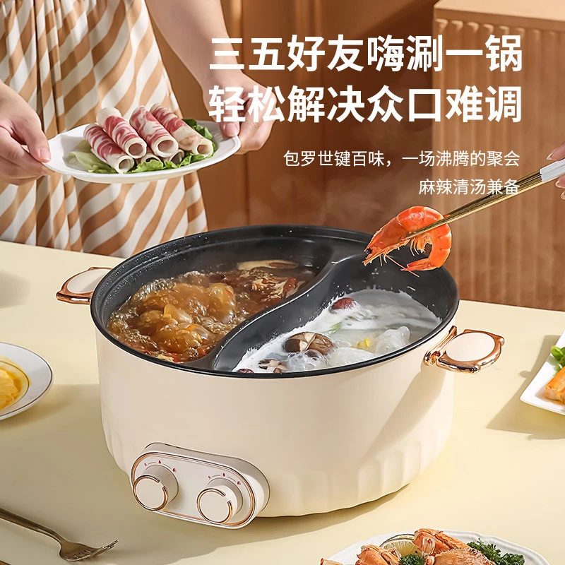 110V United States, Japan, Taiwan, Canada Multifunctional Mandarin Duck Hot Pot Non-stick Large Capacity Electric Cooking Pot