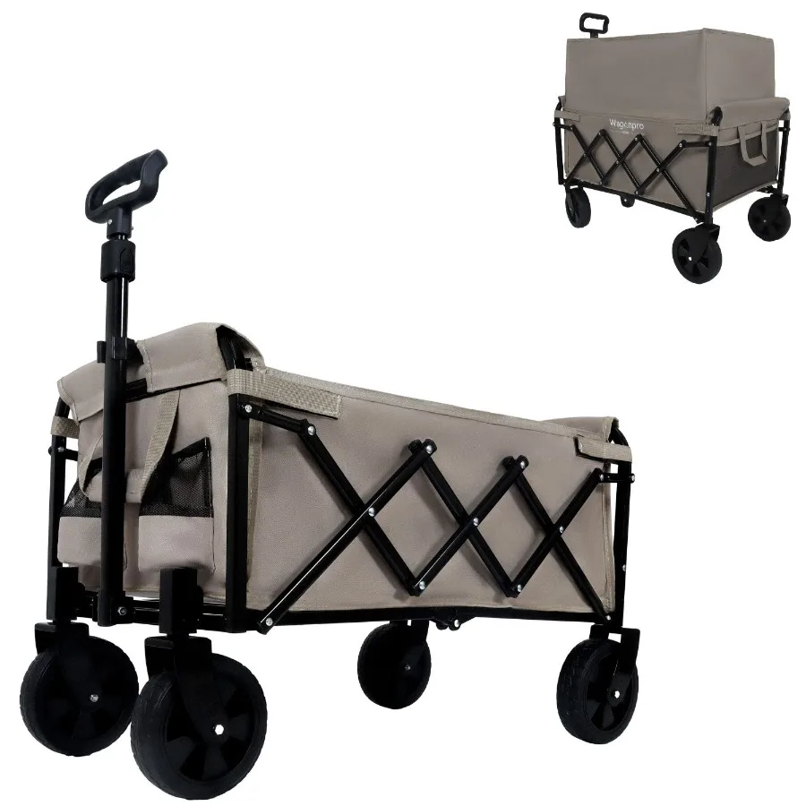 

Expandable DualLayer Utility Wagon with 100 Extra Space Grocery Cart for Camping Shopping Sports Gardening Fishing Supports 225