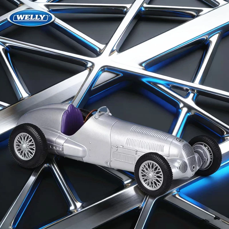 

WELLY 1:24 1937 Mercedes Benz W125 Высококачественная коллекционная модель автомобиля из сплава, литая под давлением, статическая, для детей, игрушка, подарок