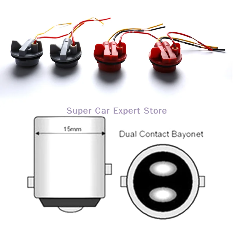 

For Brake Light/Turn Signal Light Bulb Plastic Car 2 Pcs/lot 1157 Bulb Socket BAY15D Lamp Holder P21/5W Adapter Base Connector