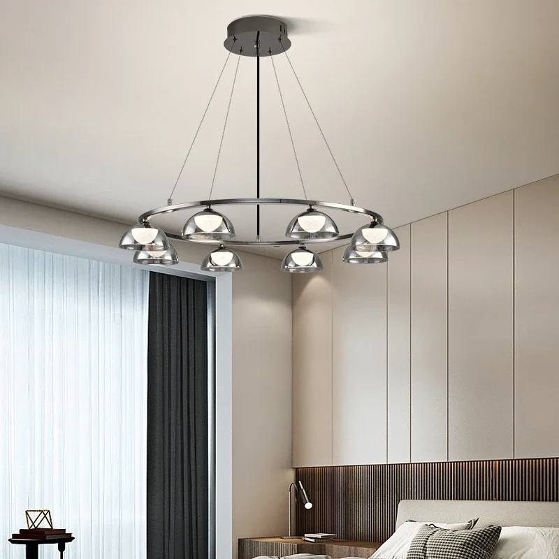 

Nordic Glass LED Chandelier Gorgeous Glass Style Black Wind 8 Heads Ceiling for Living Room Bedroom Indoor Luxury Home Art Lamp