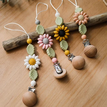 Clip per catena per ciuccio fatta a mano per bambini Clip per porta capezzoli fittizi Neonati Catena per dentizione in silicone Regali giocattolo per accessori per bambini carini