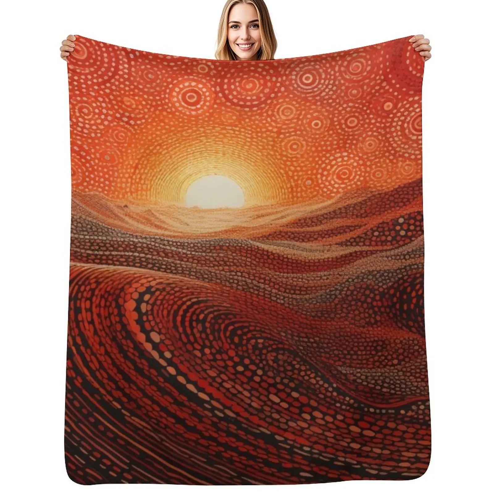 Aboriginal Authentic Art - Red Valley Throw Blanket Thermals For Travel Quilt Luxury Throw Luxury Designer Moving Blankets
