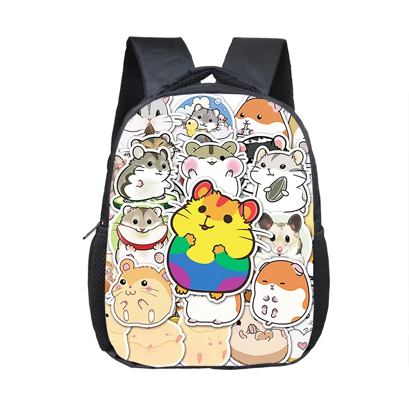 Cartoon Hamster / Pet Guinea Pig Print Backpack for 3-6 Years Old Kids Schoolbags Boy Girl Kindergarten Baby Toddler Bookbag