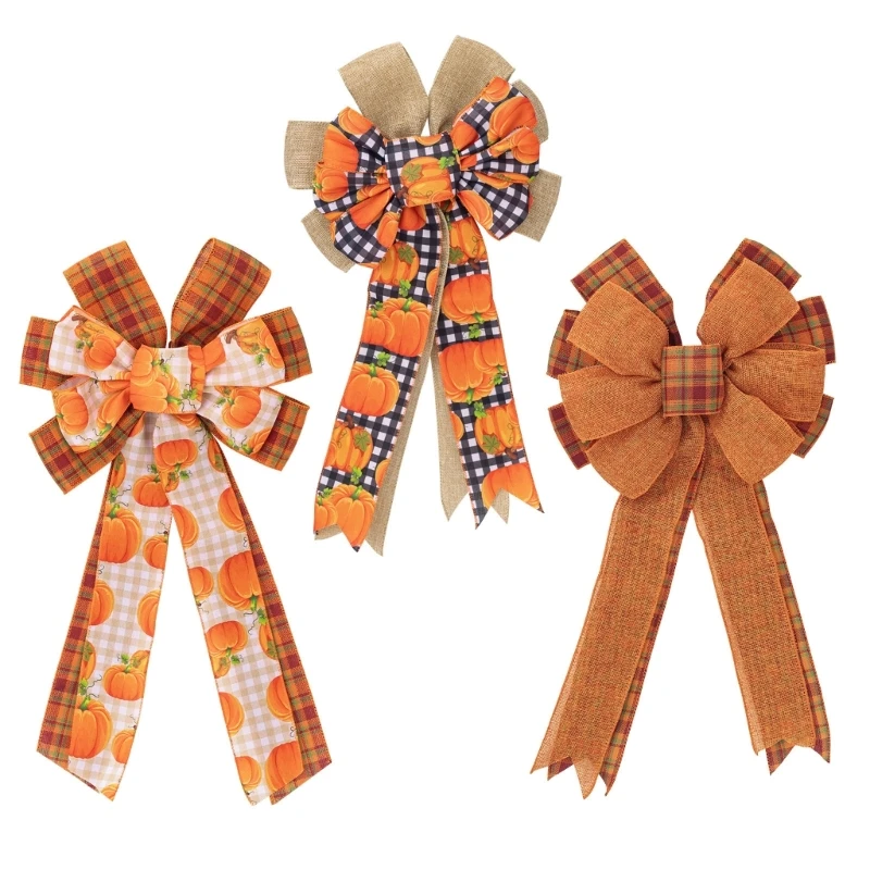 

Handmade Bowknot for Door and Holiday Decoration Thanksgiving Hanging Accessory