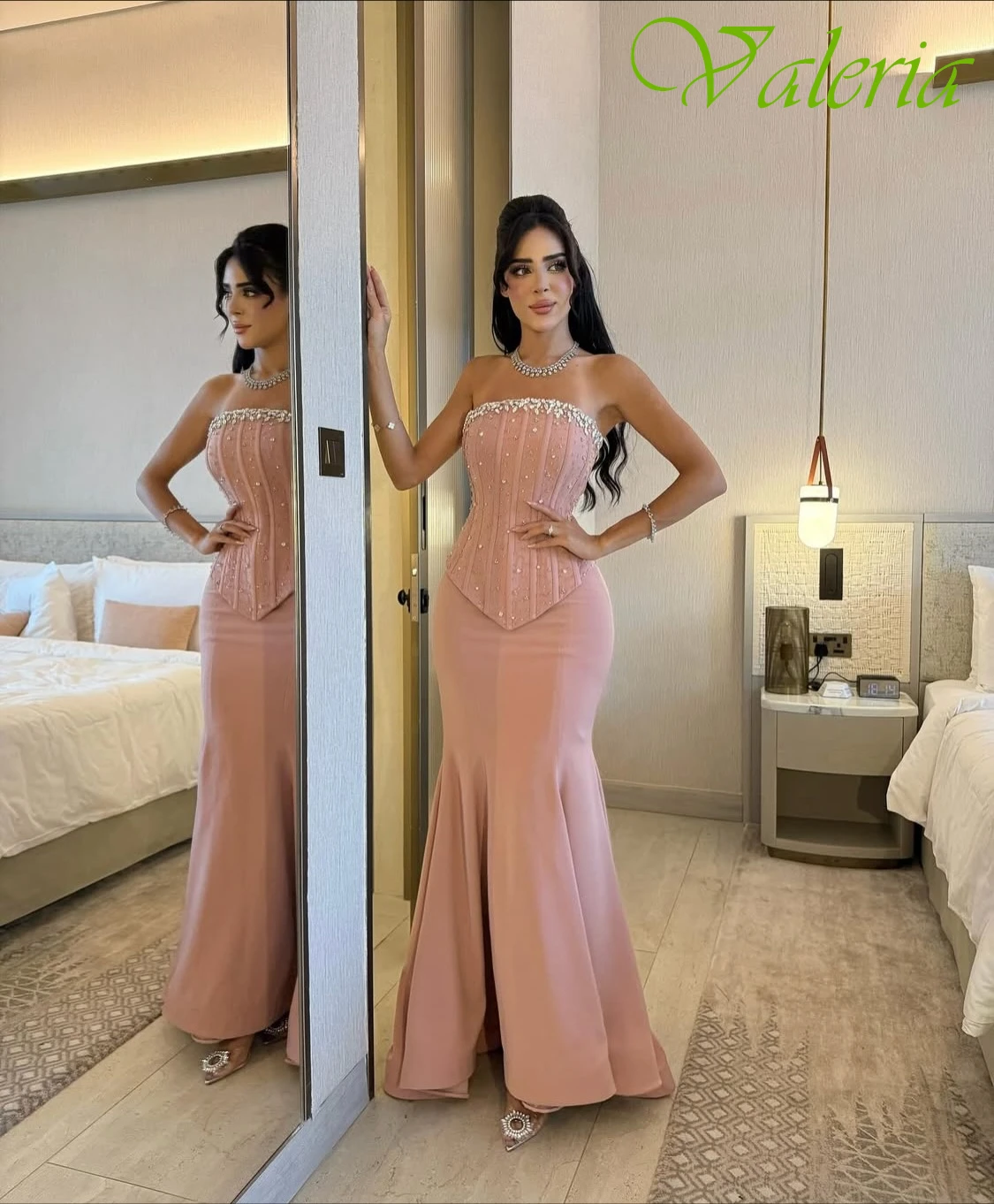 

Customized Mermaid Strapless Sleeveless Modern Classic Evening Dress Delicate High Quality Celebrity Gowns Fashion Prom Dress
