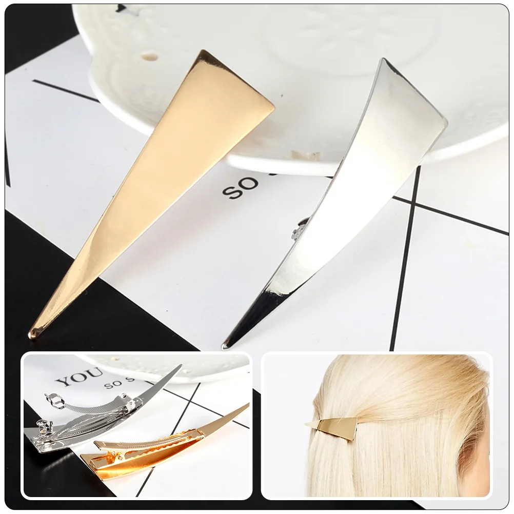 

2Pcs Hair Clips for Girls Zinc Alloy Non Slip Duckbill Hairstyling Clip Compact Lightweight Practical Triangle Shape