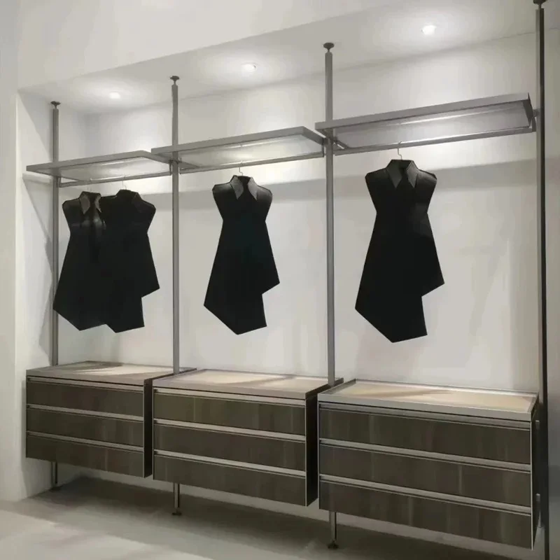 Light Pillar Cloakroom, Black Grey Color Size Support Walk-In Cloakroom Bedroom