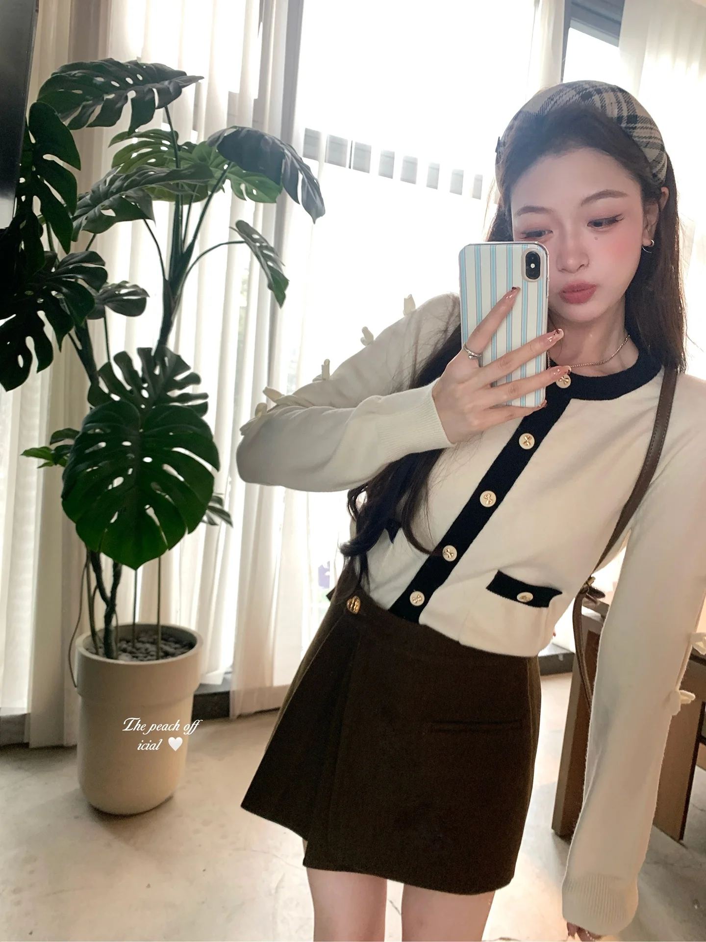 

ThePeachOfficial Monta Wooden House Retro Briti Sle Gingham Asymmetrical f-length Skirt Ci Commute Casual Daily