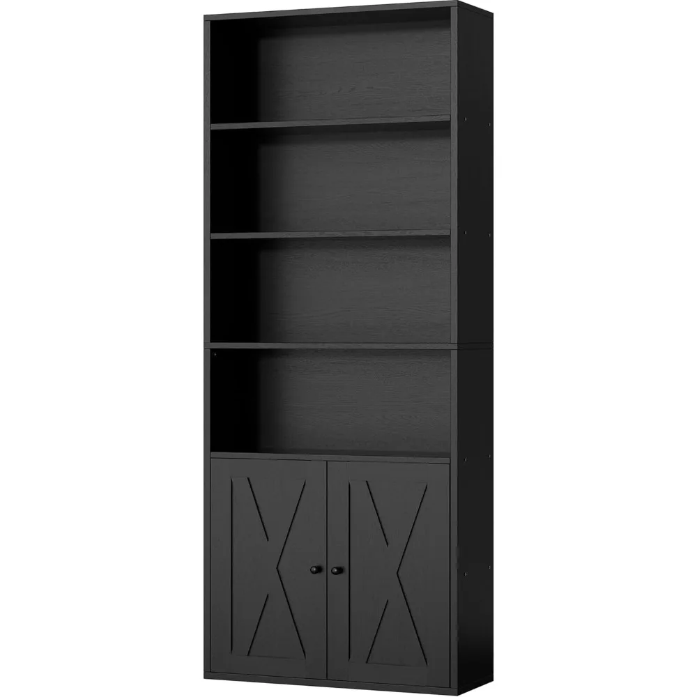 

Bookshelf, Industrial Bookshelves and Bookcases with Doors Floor Standing 6 Shelf Display Storage Shelves 70.6 inches Tall Book