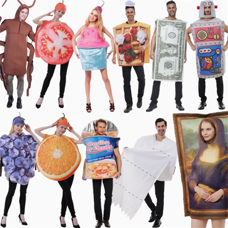 زي إبداعي للرجال والنساء، زي المرحلة الاسمية للهالوين، كعكة المهرج، أداء مضحك من ألياف البوليستر، زي المسرح