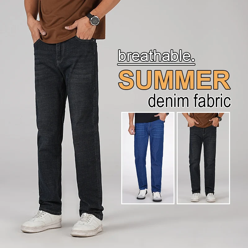 

Мужские легкие деловые облегающие черные джинсы из эластичной ткани 2025 Осенне-зимние эластичные повседневные длинные брюки из эластичной ткани размера плюс 40