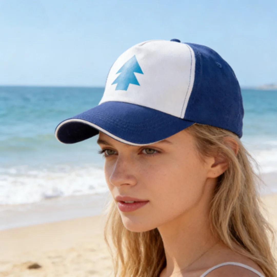 Anime Gravity Falls Dipper Pines Blue Pine Tree Print Trucker-Mütze für Herren und Damen, Cartoon-Cosplay, verstellbare Baseballkappe für den Außenbereich – Detail 19