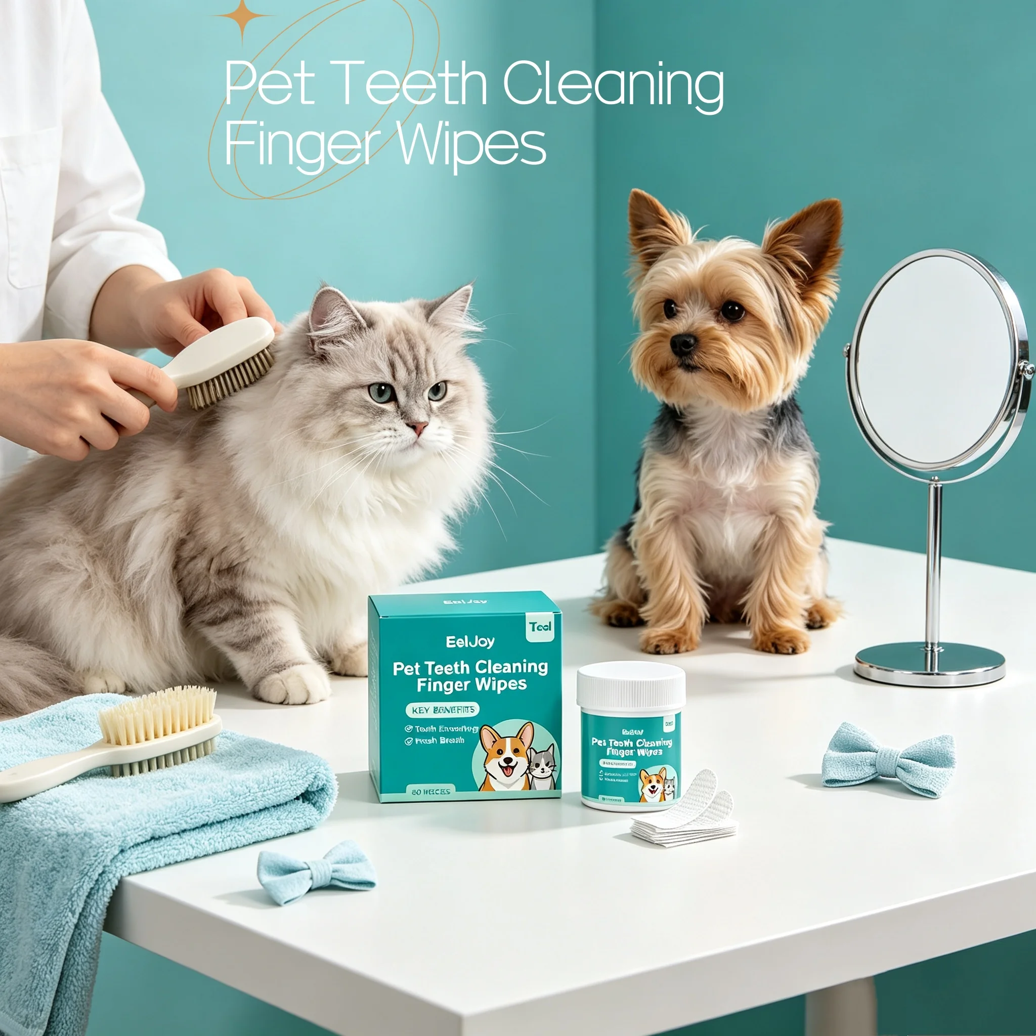 Teeth Whitening Mouthwash - Chusteczki do czyszczenia zębów dla zwierząt,