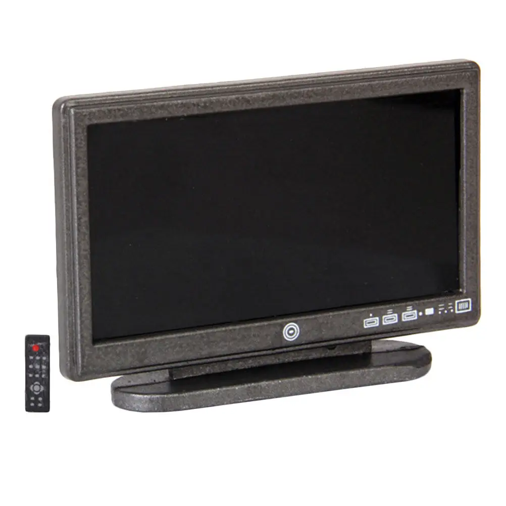 1Set Vivid Mini Flat Screen TV Decor for Playhouse Mini House Desktop Display Delicate Crafted Plastic Ornament Realistic Style