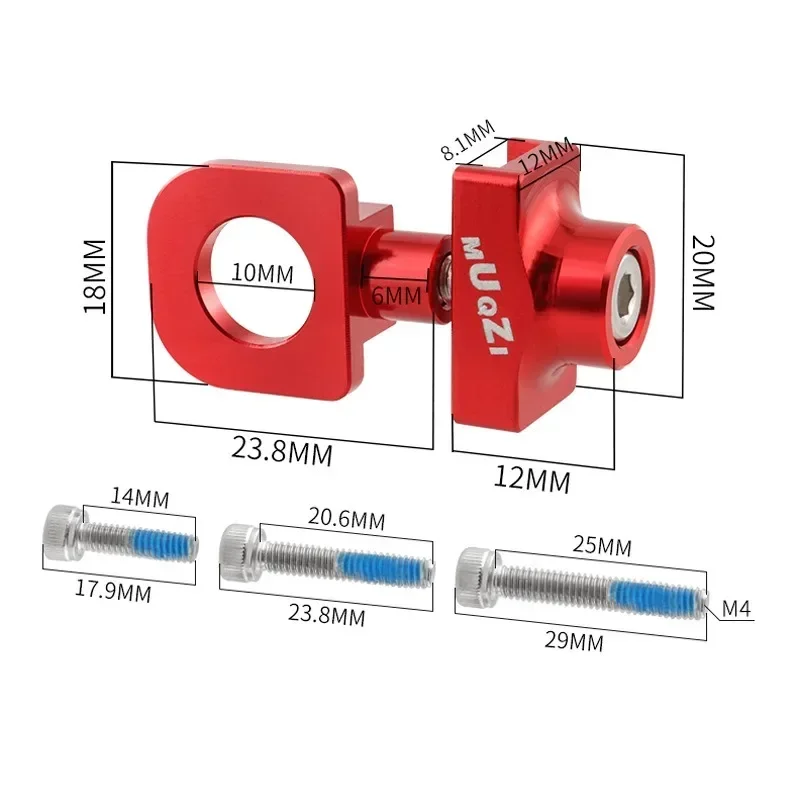 New Bicycle Chain Adjuster Tensioner Fastener Aluminum Alloy Bolt for BMX Fixie Bike Single Speed Bicycle Bolt Screw image 3