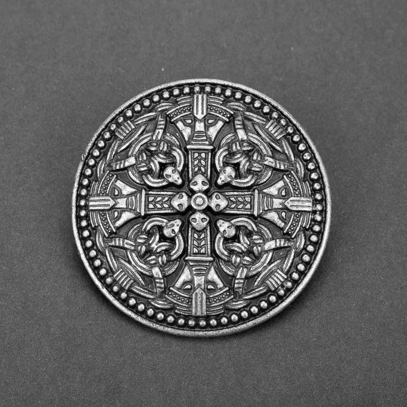 Viking Brooch For Women Medieval Rune Flower Shield Pin Brooch Cloak Shawl Pin Celtic Decoration image 4